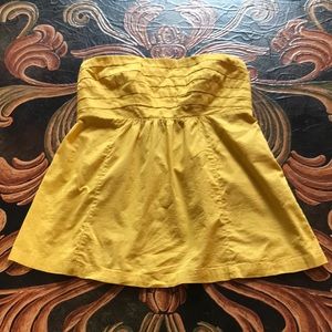 Fossil Pleated Strapless Gold Blouse Size M